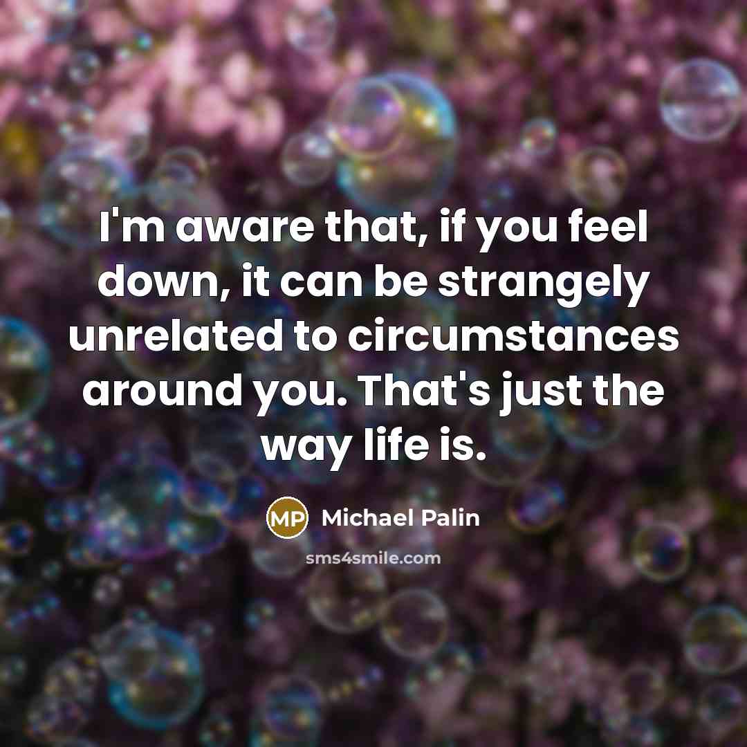 “I'm aware that, if you feel down, it can be strangely unrelated to circumstances around you. That's just the way life is.” quote by Michael Palin