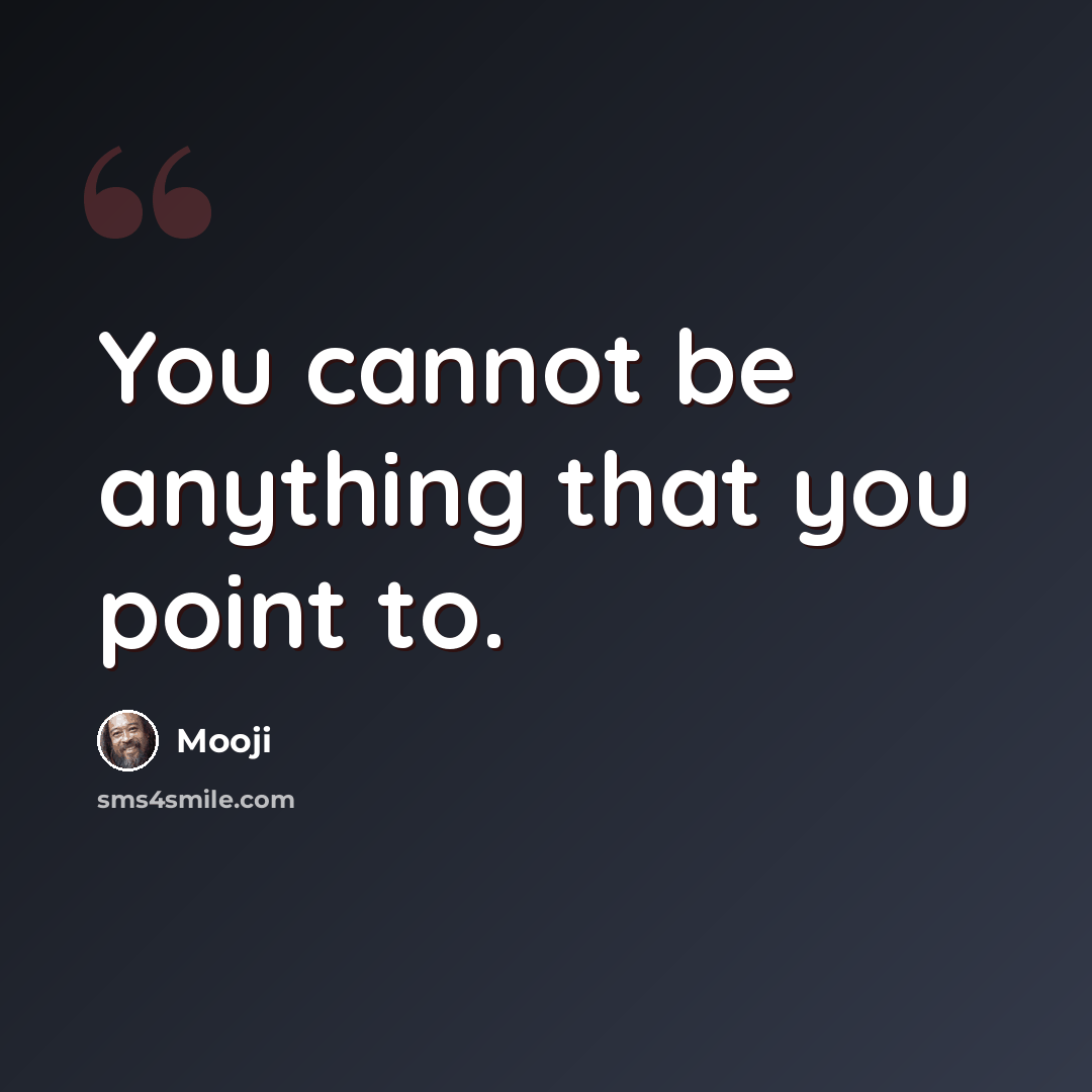 “You cannot be anything that you point to.” quote by Mooji