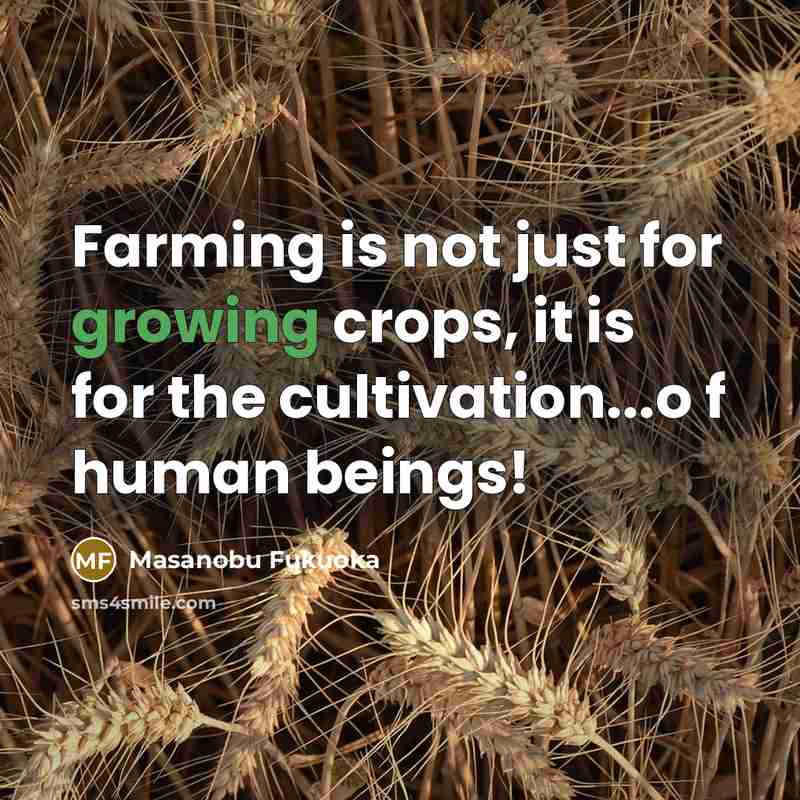 “Farming is not just for growing crops, it is for the cultivation...o f human beings!” quote by Masanobu Fukuoka