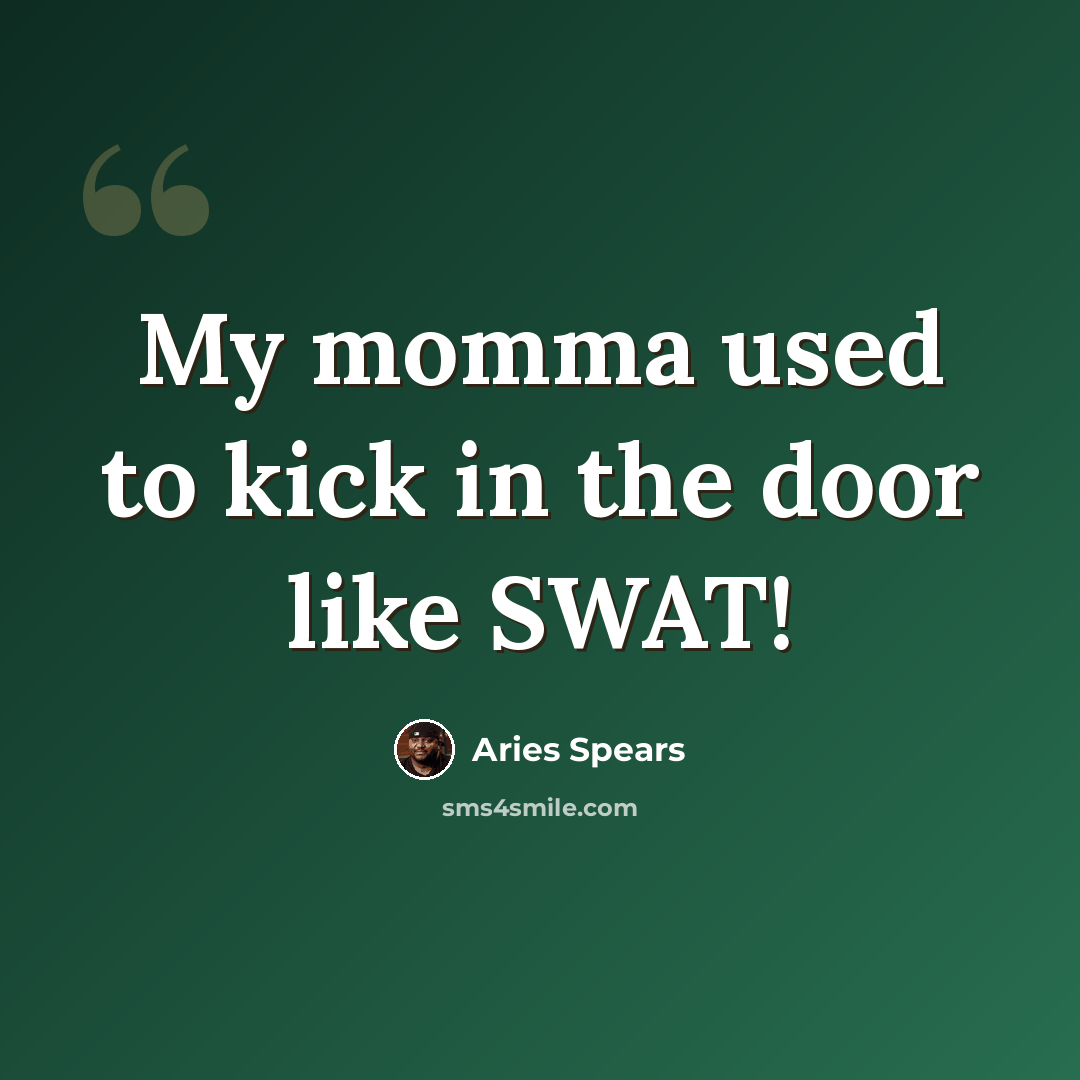 “My momma used to kick in the door like SWAT!” quote by Aries Spears