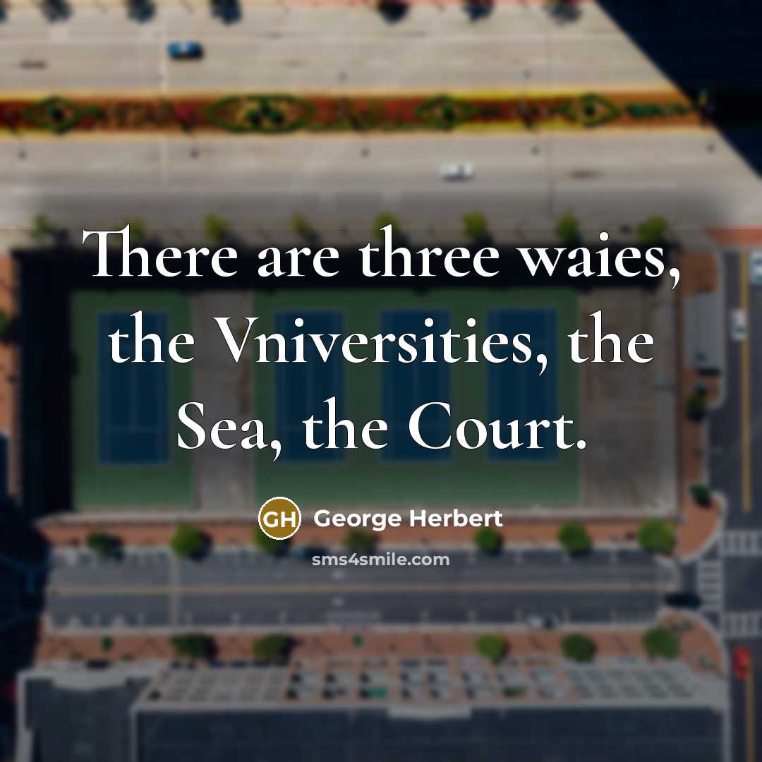 “There are three waies, the Vniversities, the Sea, the Court.” quote by George Herbert