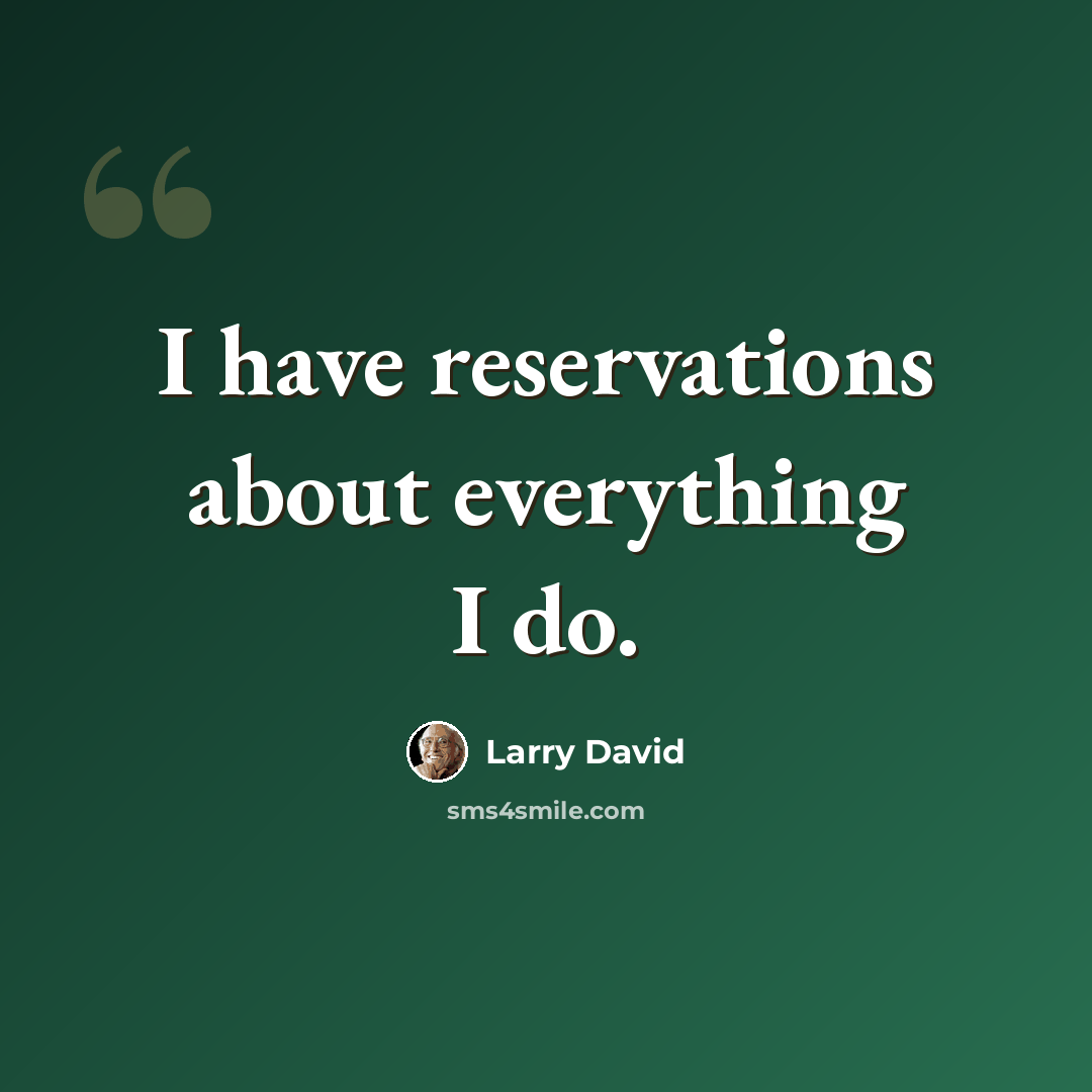 “I have reservations about everything I do.” quote by Larry David