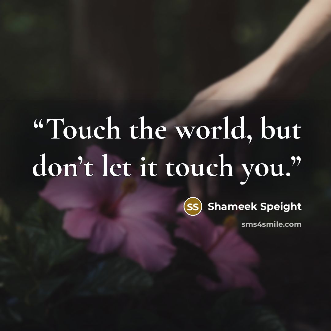 “Touch the world, but don’t let it touch you.” quote by Shameek Speight