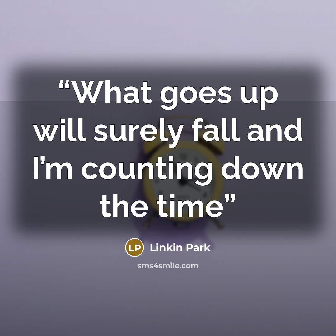“What goes up will surely fall and I’m counting down the time” quote by Linkin Park