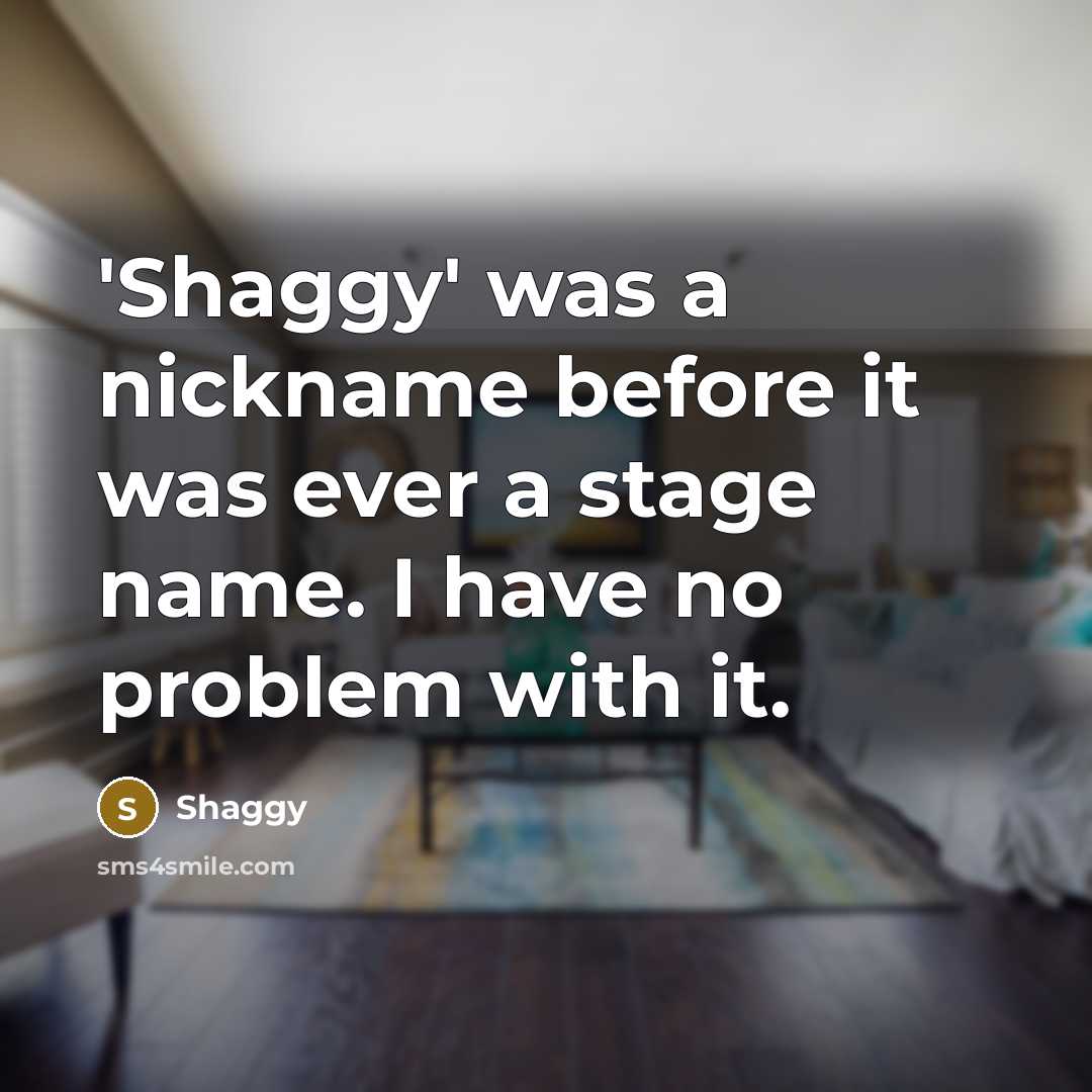“'Shaggy' was a nickname before it was ever a stage name. I have no problem with it.” quote by Shaggy