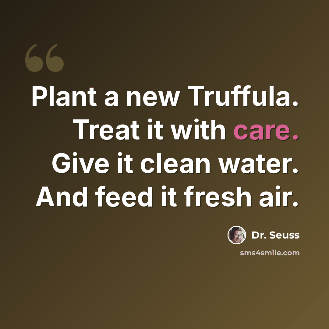 “Plant a new Truffula. Treat it with care. Give it clean water. And feed it fresh air.” quote by Dr. Seuss