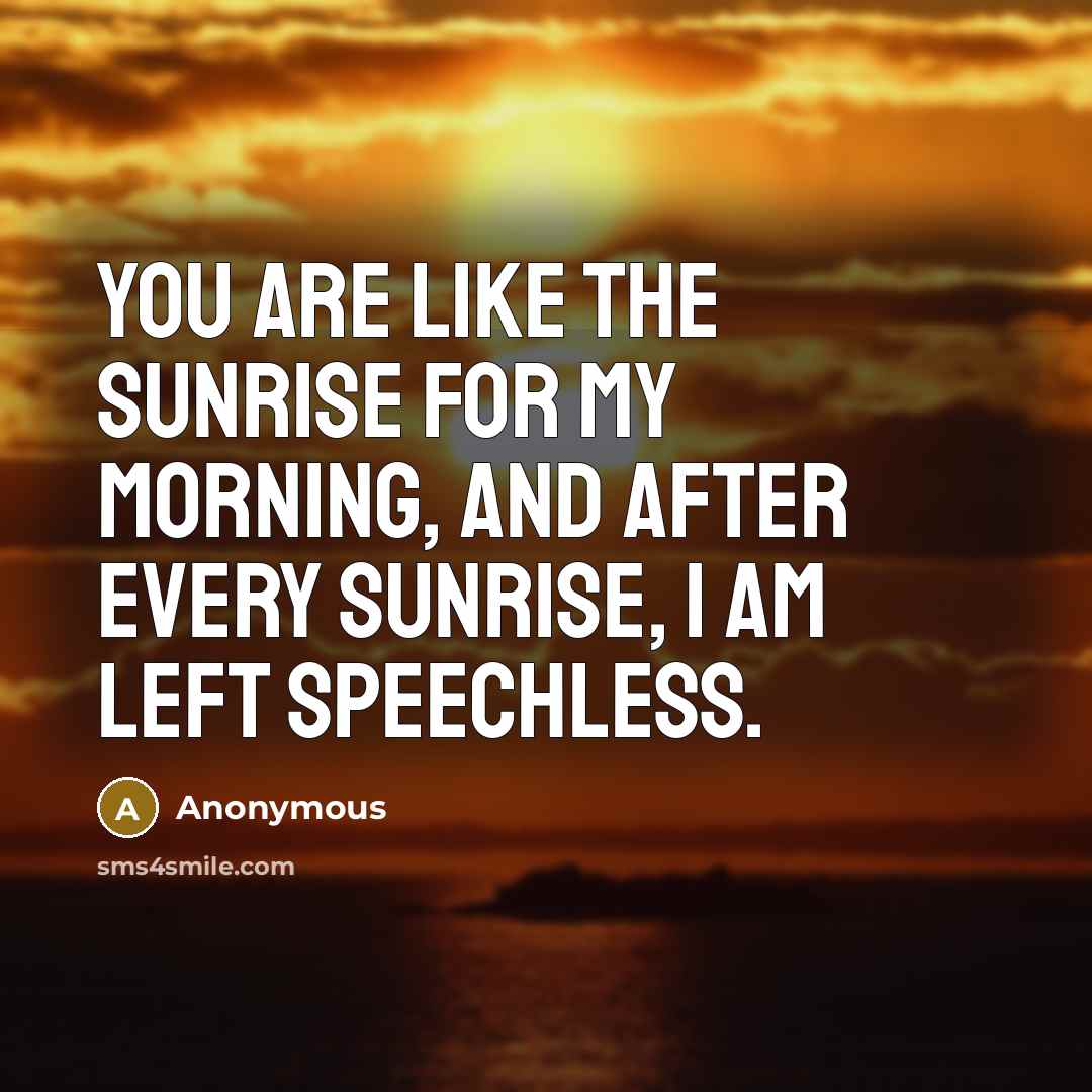 “You are like the sunrise for my morning, and after every sunrise, I am left speechless.” quote by Anonymous