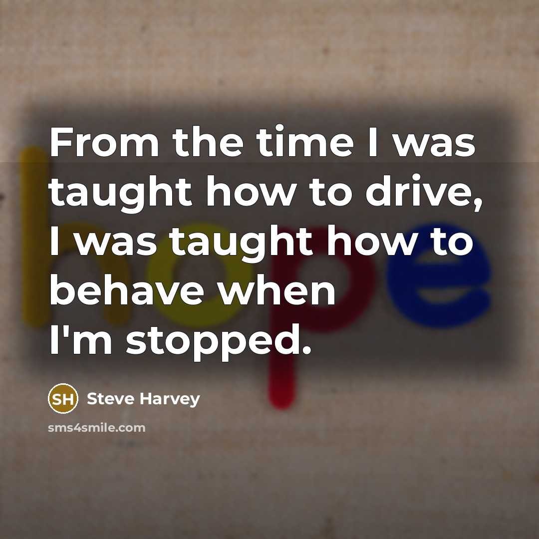“From the time I was taught how to drive, I was taught how to behave when I'm stopped.” quote by Steve Harvey