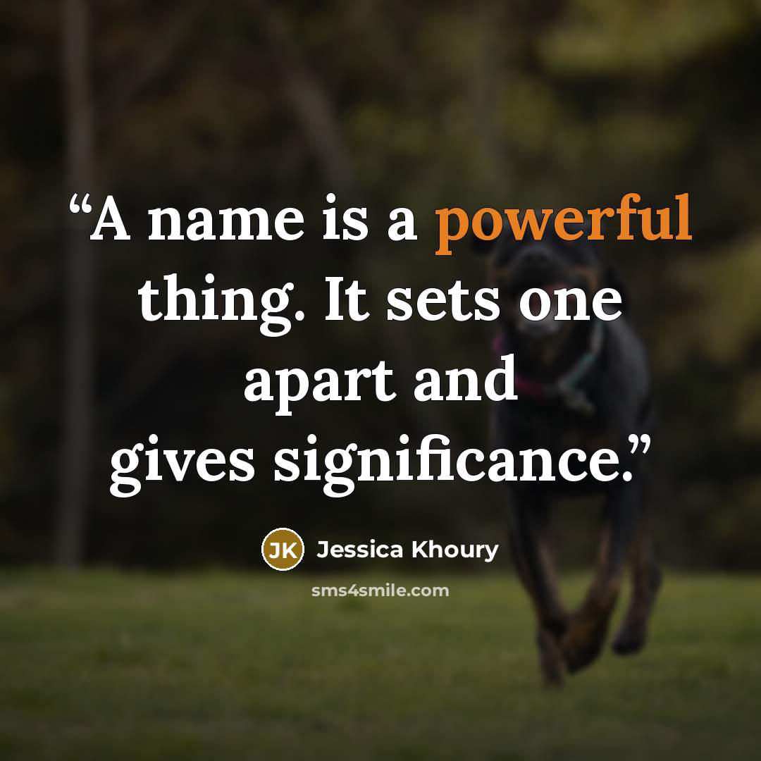 “A name is a powerful thing. It sets one apart and gives significance.” quote by Jessica Khoury