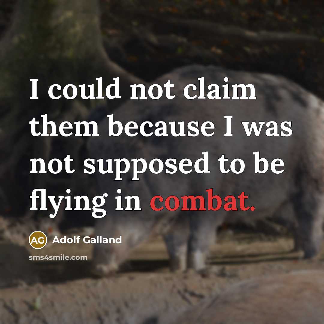 “I could not claim them because I was not supposed to be flying in combat.” quote by Adolf Galland