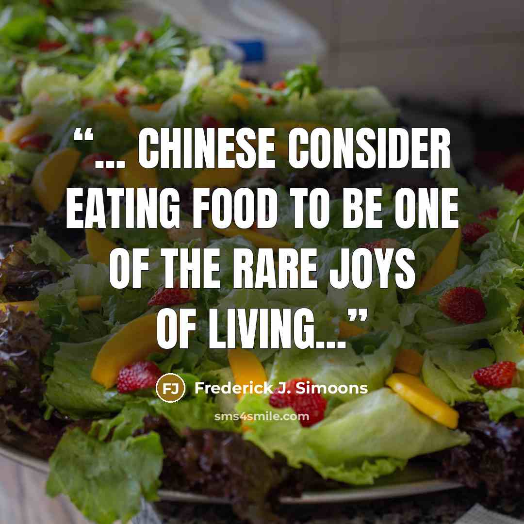 “... Chinese consider eating food to be one of the rare joys of living...” quote by Frederick J. Simoons