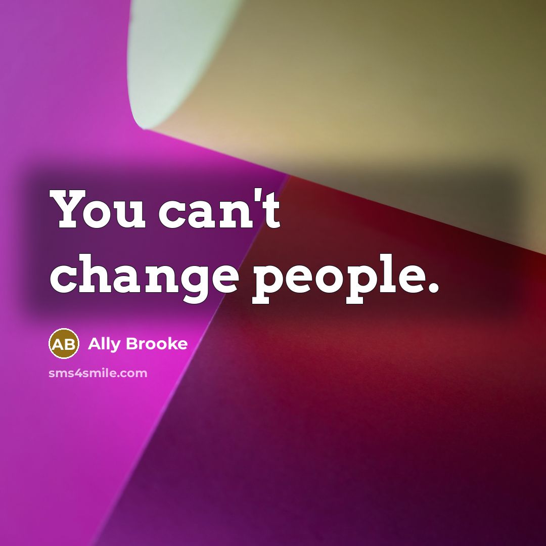 “You can't change people.” quote by Ally Brooke