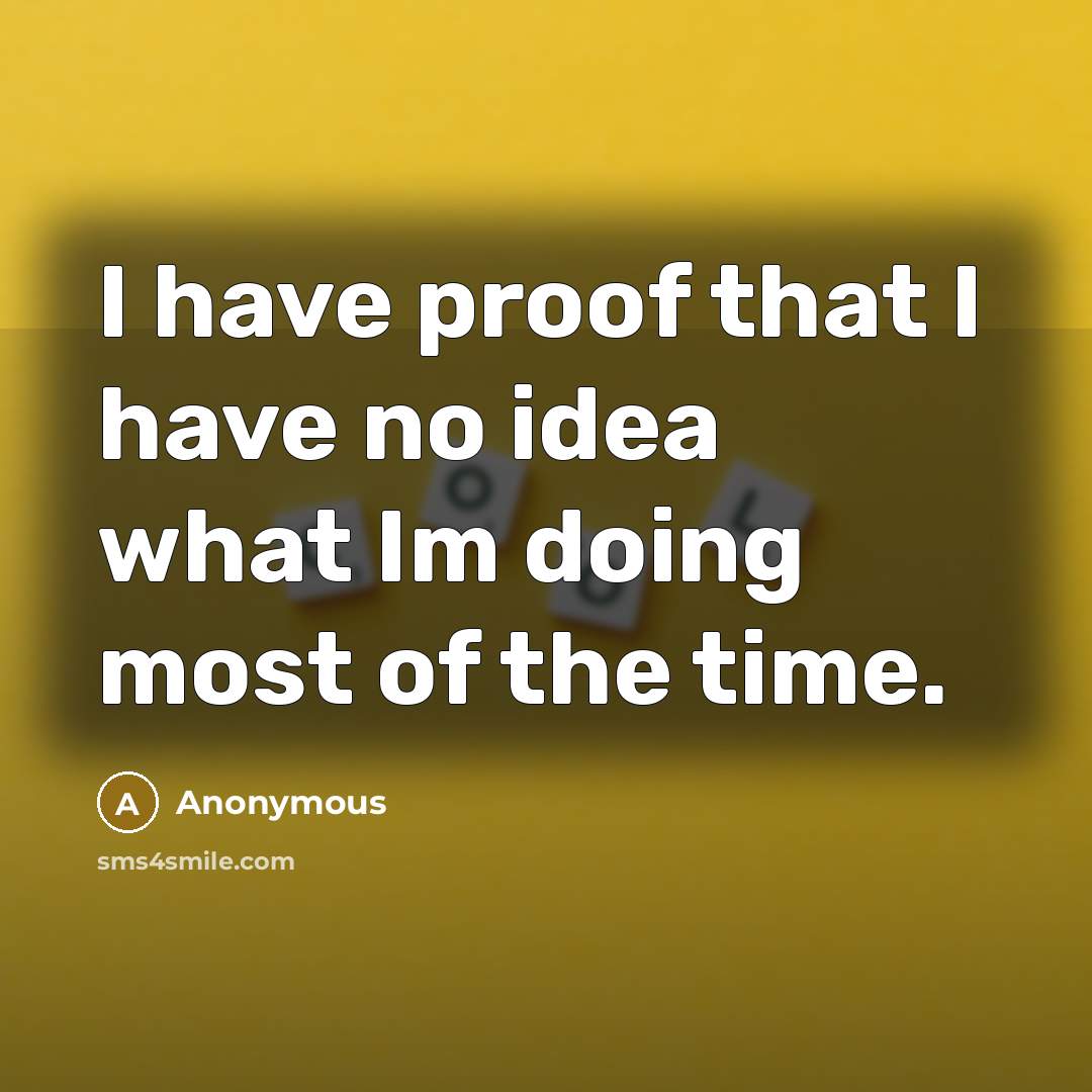 “I have proof that I have no idea what Im doing most of the time.” quote by Anonymous