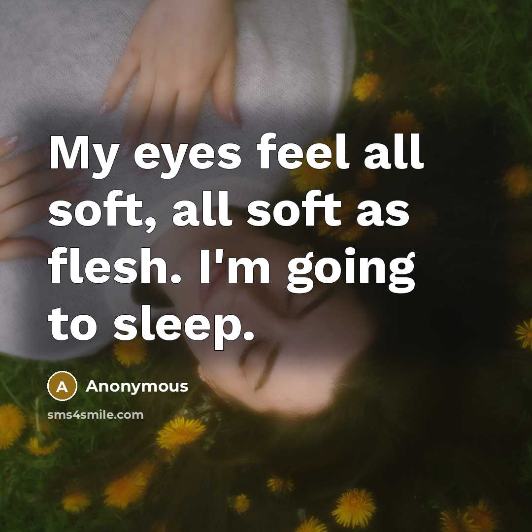 “My eyes feel all soft, all soft as flesh. I'm going to sleep.” quote by Anonymous