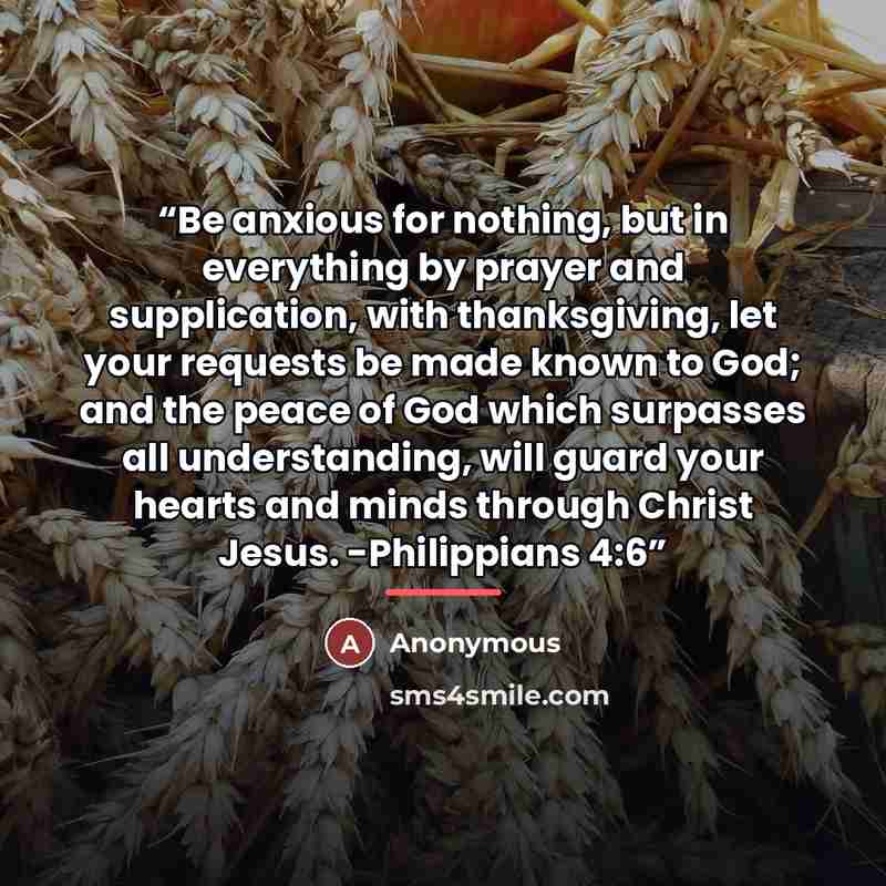 “Be anxious for nothing, but in everything by prayer and supplication, with thanksgiving, let your requests be made known to God; and the peace of God which surpasses all understanding, will guard your hearts and minds through Christ Jesus. -Philippians 4:6” quote by Anonymous