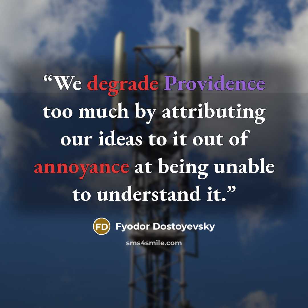 “We degrade Providence too much by attributing our ideas to it out of annoyance at being unable to understand it.” quote by Fyodor Dostoyevsky
