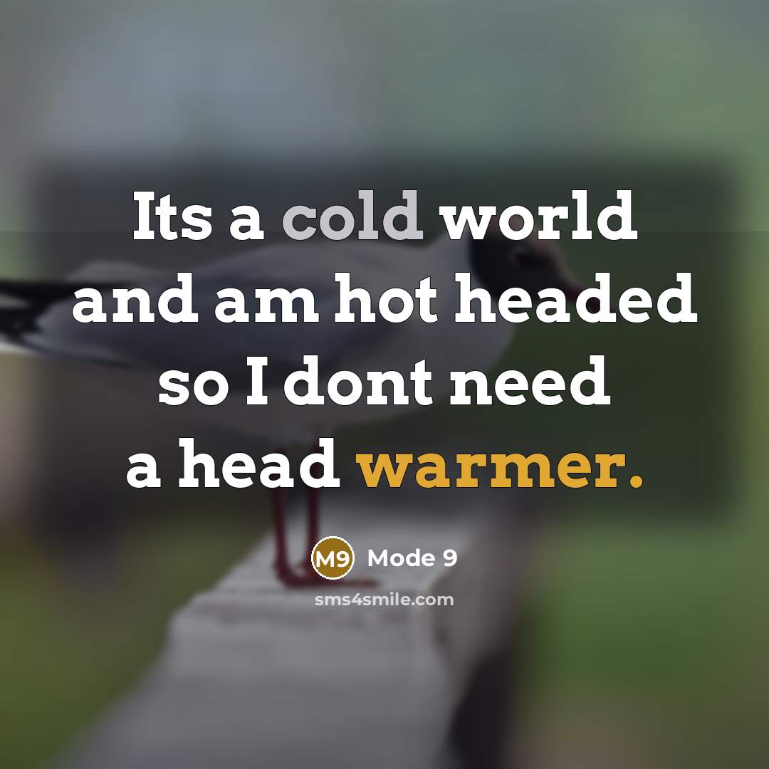 “Its a cold world and am hot headed so I dont need a head warmer.” quote by Mode 9