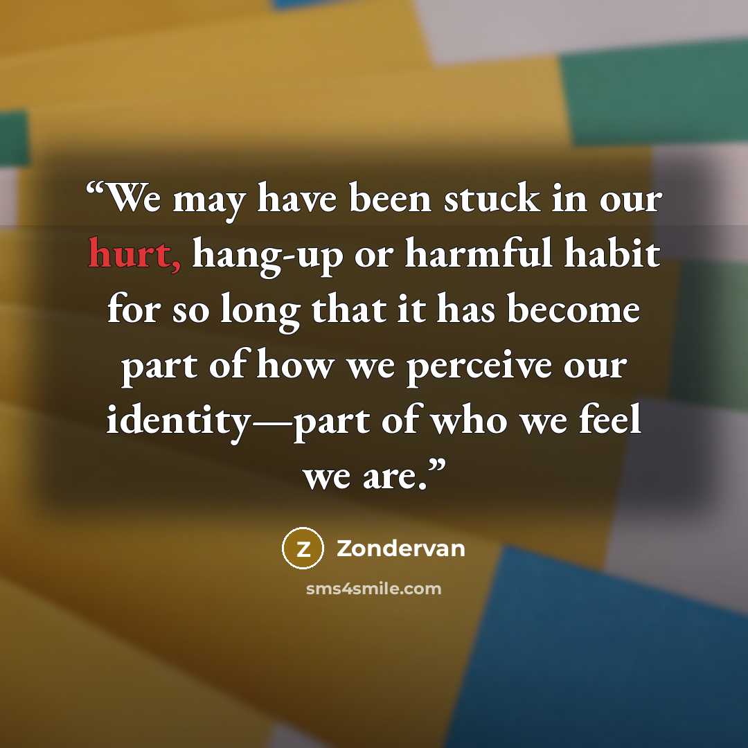 “We may have been stuck in our hurt, hang-up or harmful habit for so long that it has become part of how we perceive our identity—part of who we feel we are.” quote by Zondervan