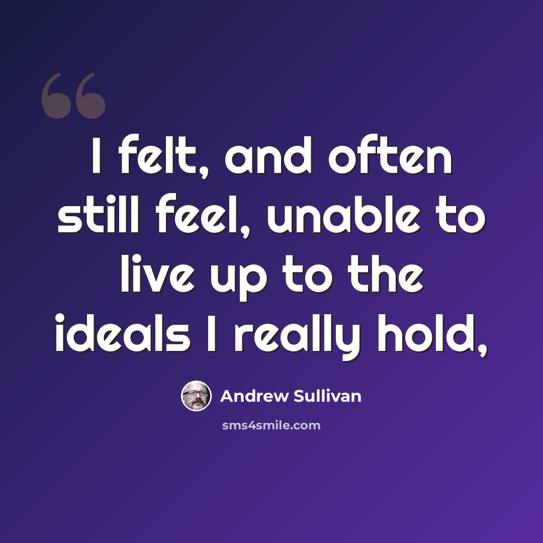 “I felt, and often still feel, unable to live up to the ideals I really hold,” quote by Andrew Sullivan