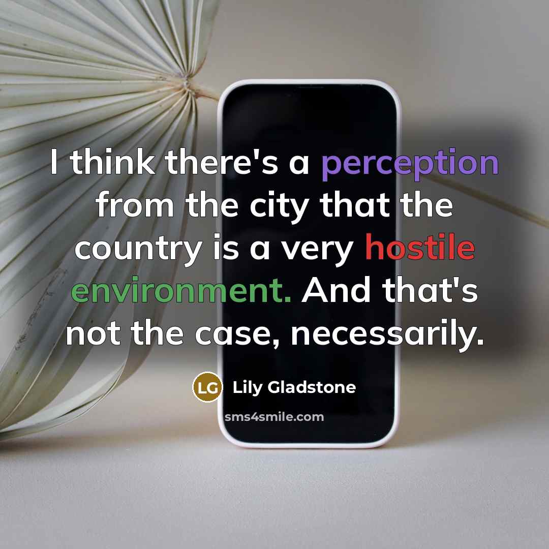 “I think there's a perception from the city that the country is a very hostile environment. And that's not the case, necessarily.” quote by Lily Gladstone