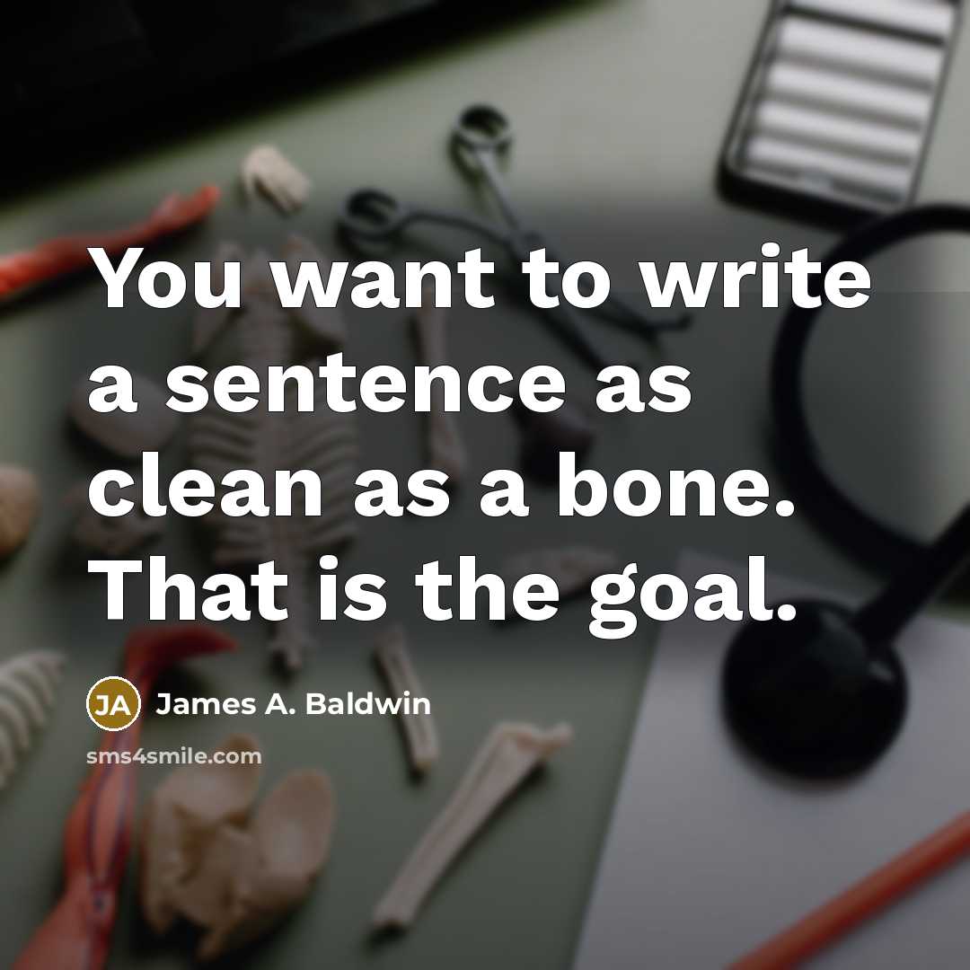 “You want to write a sentence as clean as a bone. That is the goal.” quote by James A. Baldwin