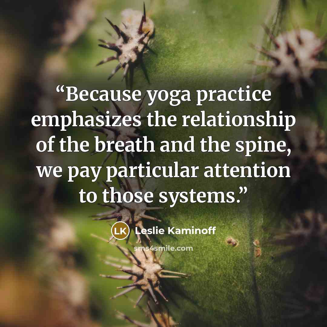 “Because yoga practice emphasizes the relationship of the breath and the spine, we pay particular attention to those systems.” quote by Leslie Kaminoff