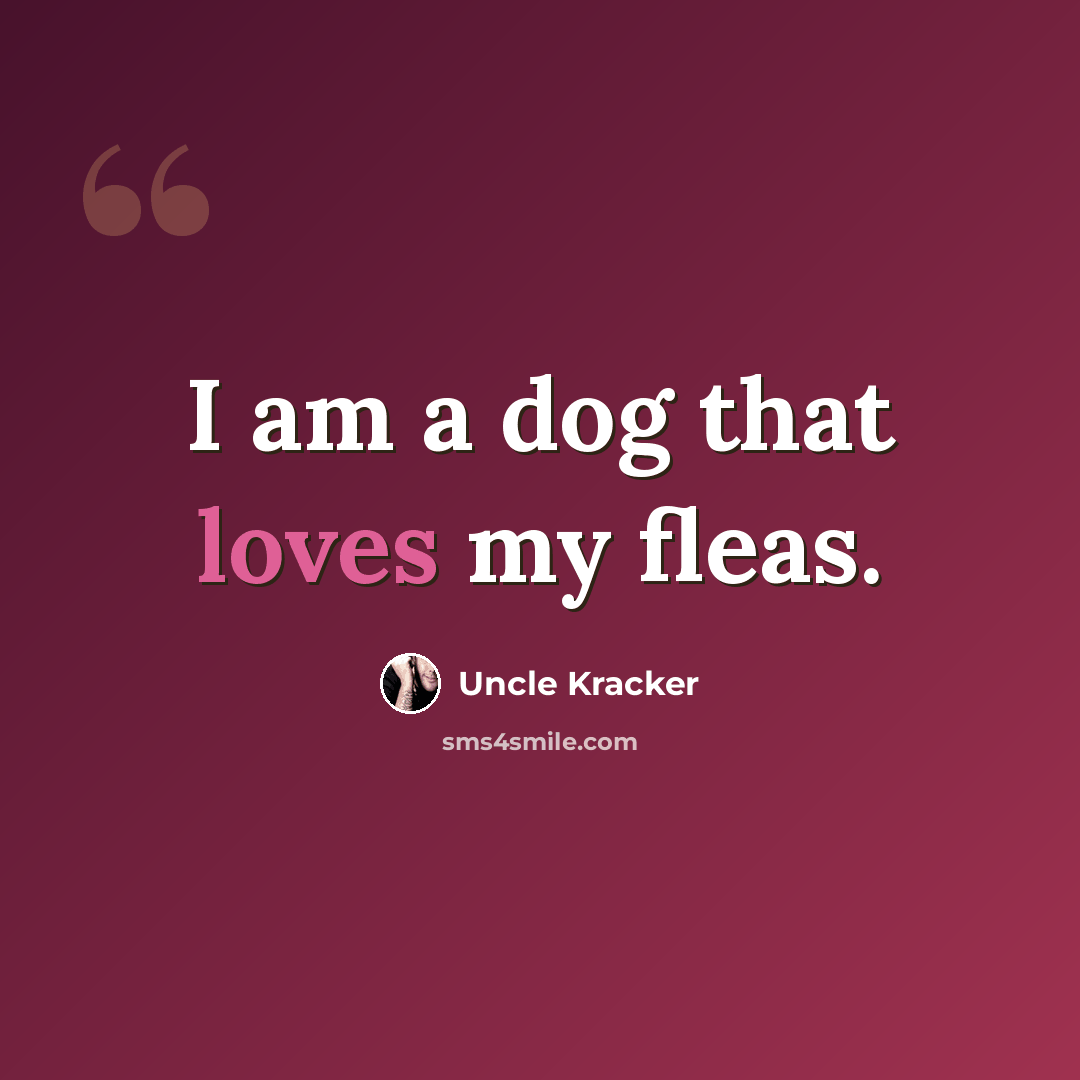 “I am a dog that loves my fleas.” quote by Uncle Kracker
