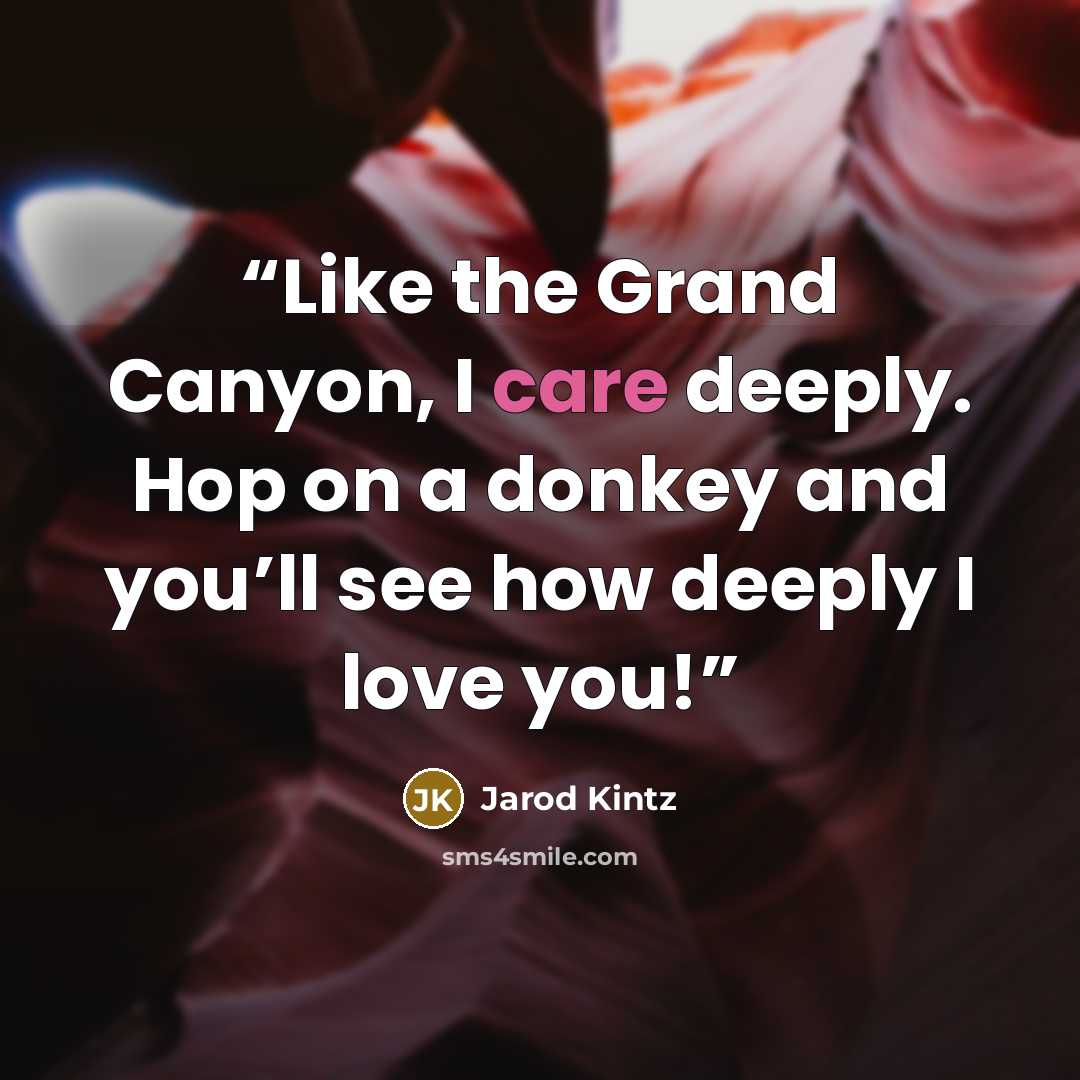 “Like the Grand Canyon, I care deeply. Hop on a donkey and you’ll see how deeply I love you!” quote by Jarod Kintz