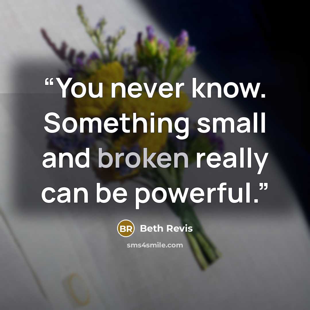 “You never know. Something small and broken really can be powerful.” quote by Beth Revis