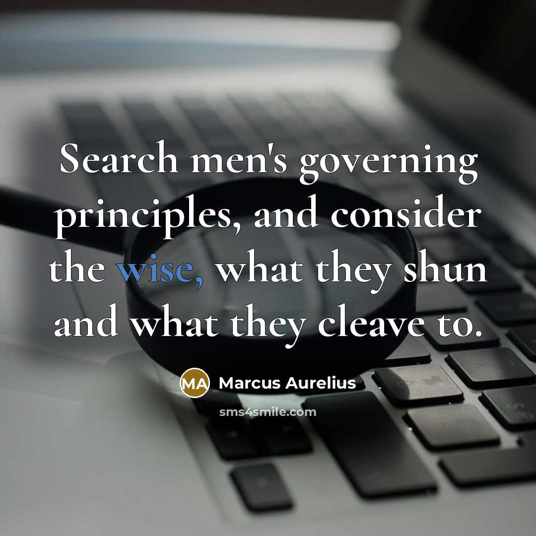 “Search men's governing principles, and consider the wise, what they shun and what they cleave to.” quote by Marcus Aurelius