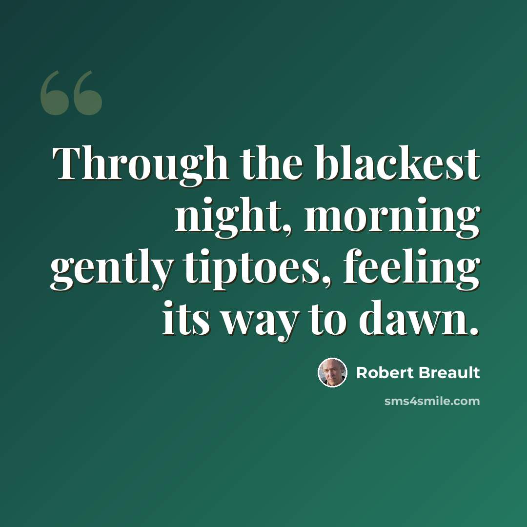 “Through the blackest night, morning gently tiptoes, feeling its way to dawn.” quote by Robert Breault