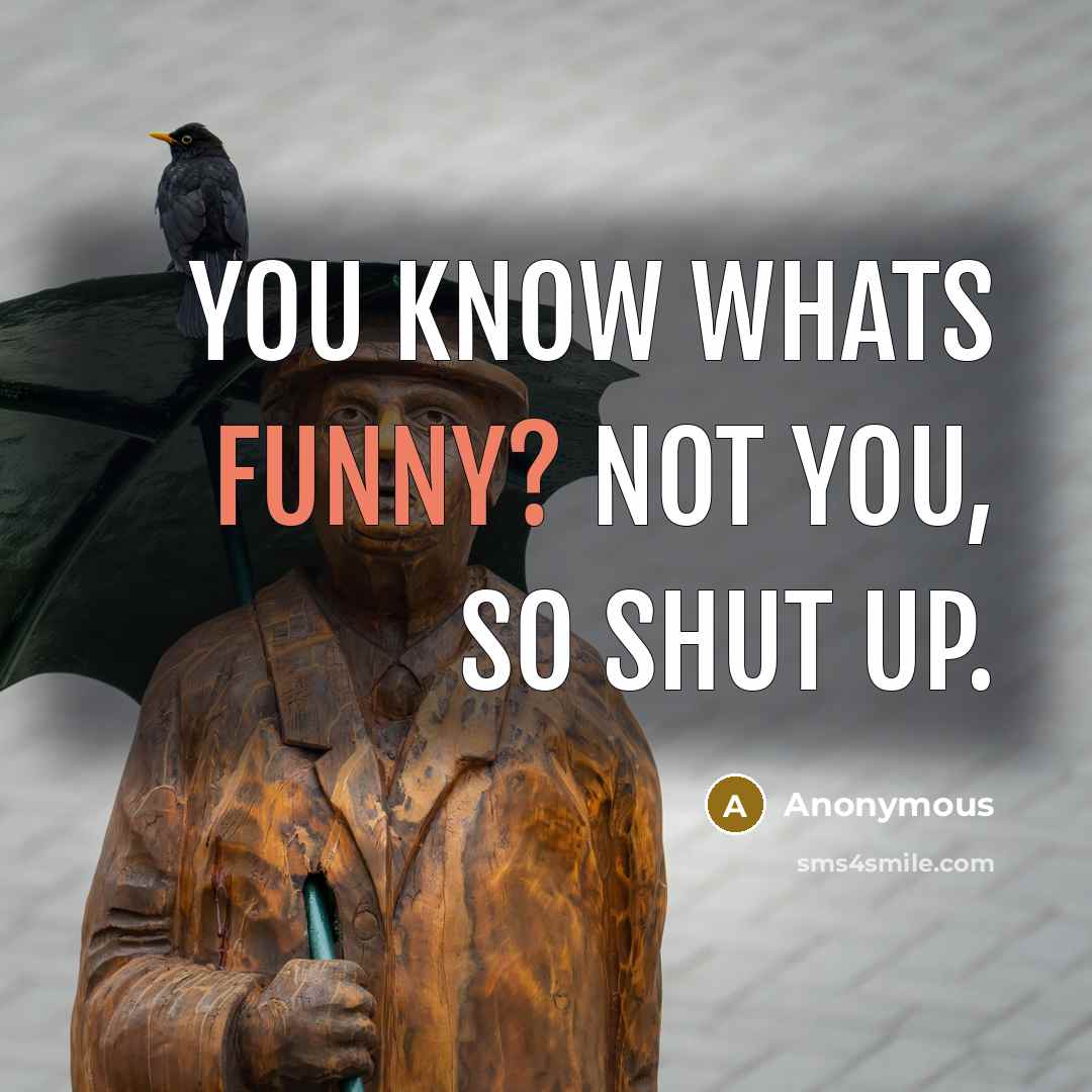 “You know whats funny? Not you, so shut up.” quote by Anonymous
