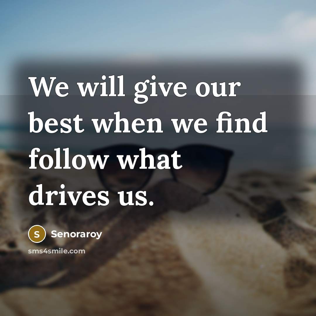 “We will give our best when we find follow what drives us.” quote by Senoraroy
