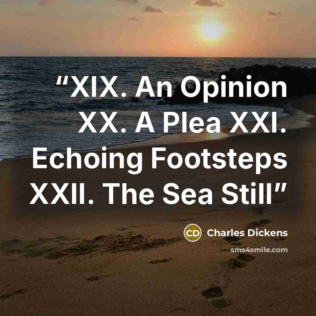 “XIX. An Opinion XX. A Plea XXI. Echoing Footsteps XXII. The Sea Still” quote by Charles Dickens