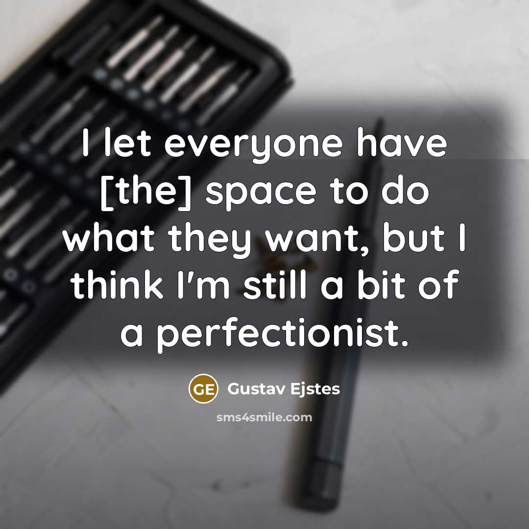 “I let everyone have [the] space to do what they want, but I think I'm still a bit of a perfectionist.” quote by Gustav Ejstes