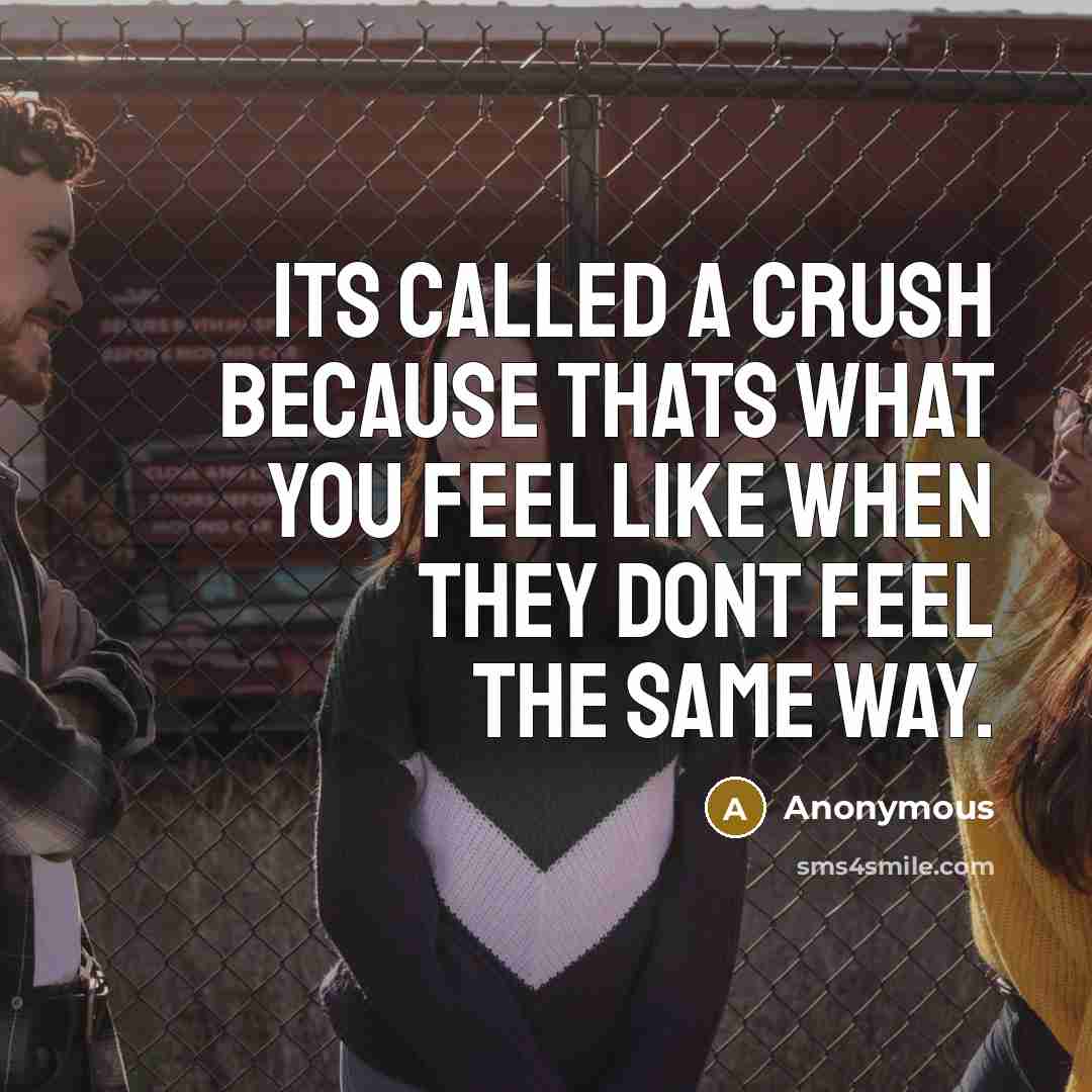 “Its called a crush because thats what you feel like when they dont feel the same way.” quote by Anonymous