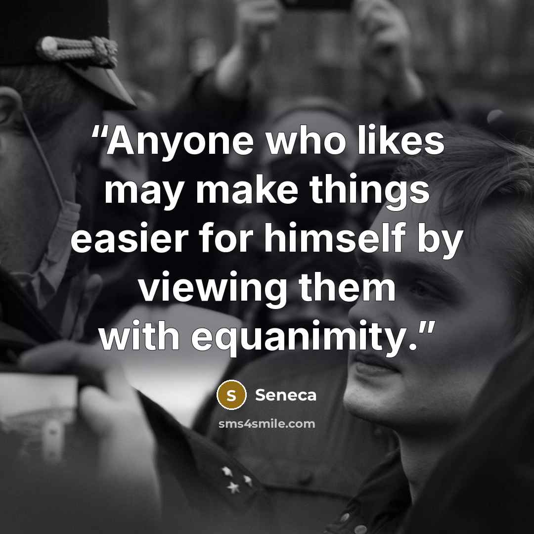 “Anyone who likes may make things easier for himself by viewing them with equanimity.” quote by Seneca