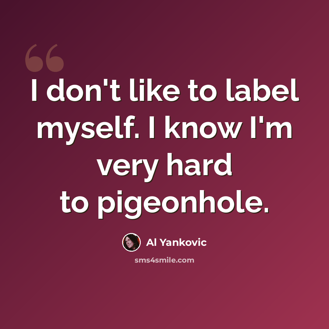 “I don't like to label myself. I know I'm very hard to pigeonhole.” quote by Al Yankovic