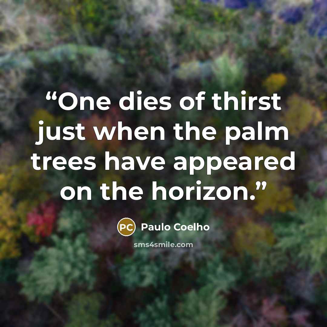 “One dies of thirst just when the palm trees have appeared on the horizon.” quote by Paulo Coelho