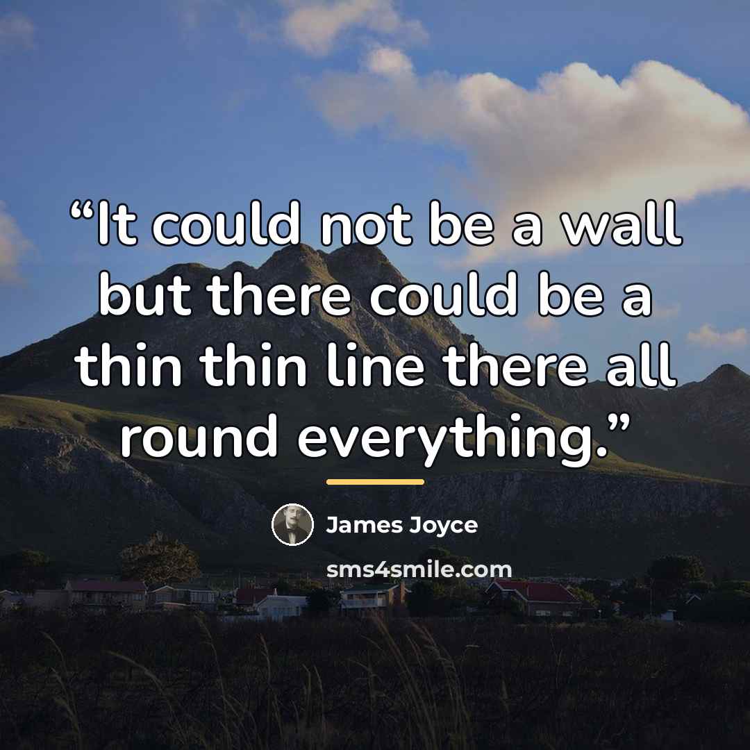 “It could not be a wall but there could be a thin thin line there all round everything.” quote by James Joyce