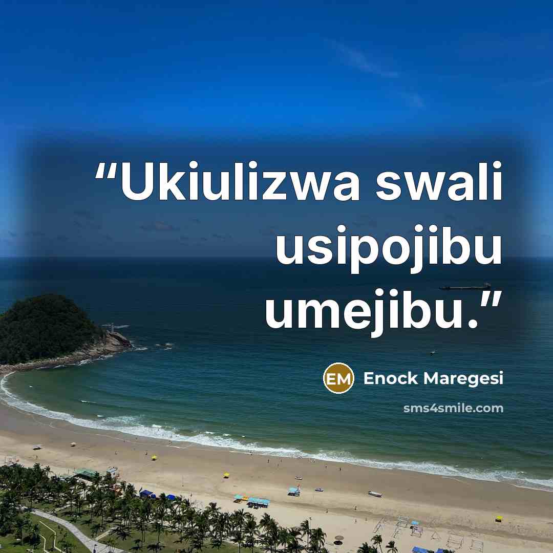 “Ukiulizwa swali usipojibu umejibu.” quote by Enock Maregesi