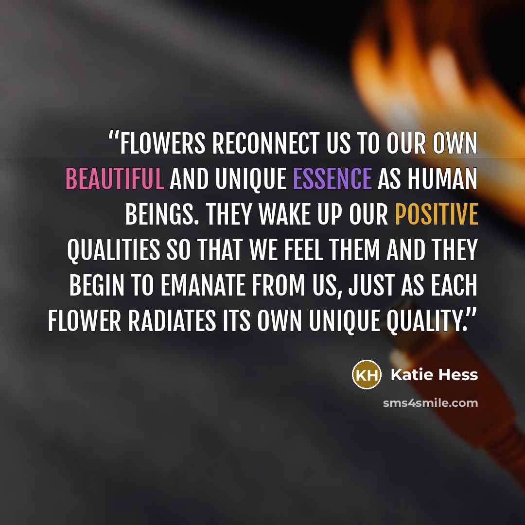 “Flowers reconnect us to our own beautiful and unique essence as human beings. They wake up our positive qualities so that we feel them and they begin to emanate from us, just as each flower radiates its own unique quality.” quote by Katie Hess