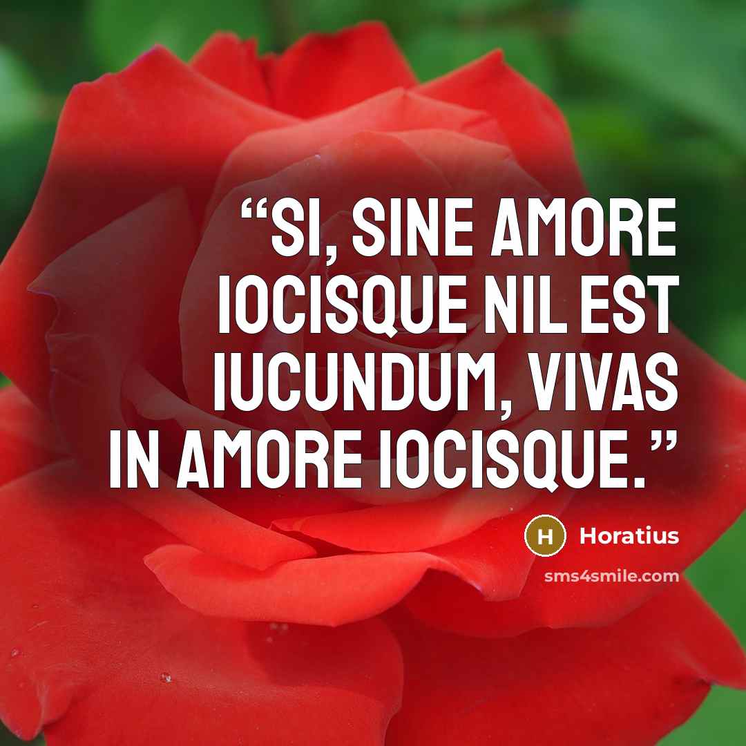 “Si, sine amore iocisque nil est iucundum, vivas in amore iocisque.” quote by Horatius