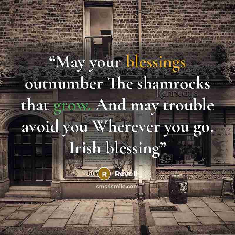 “May your blessings outnumber The shamrocks that grow. And may trouble avoid you Wherever you go. Irish blessing” quote by Revell