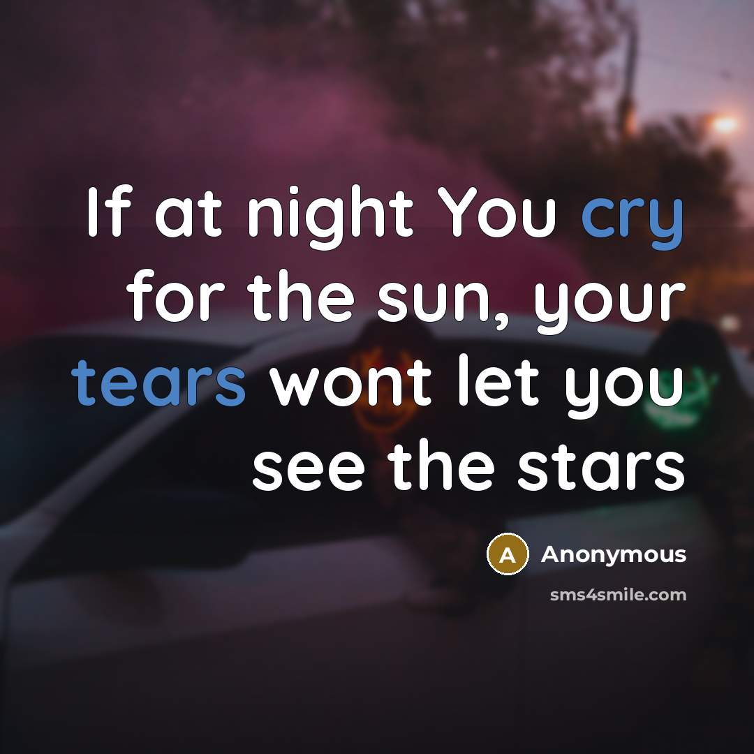 “If at night You cry for the sun, your tears wont let you see the stars” quote by Anonymous