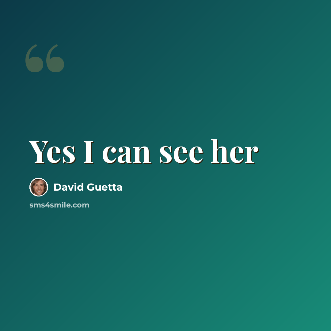 “Yes I can see her” quote by David Guetta