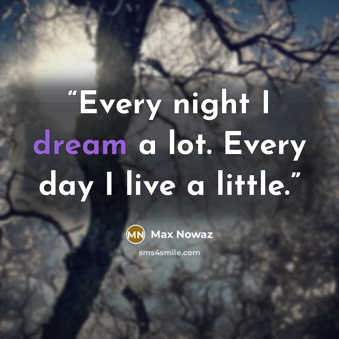 “Every night I dream a lot. Every day I live a little.” quote by Max Nowaz