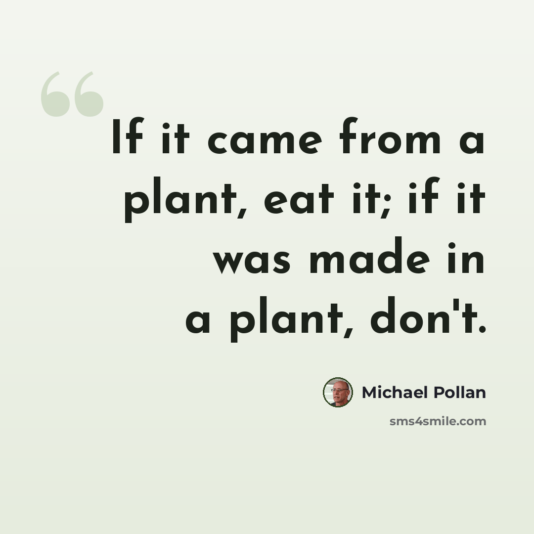 “If it came from a plant, eat it; if it was made in a plant, don't.” quote by Michael Pollan