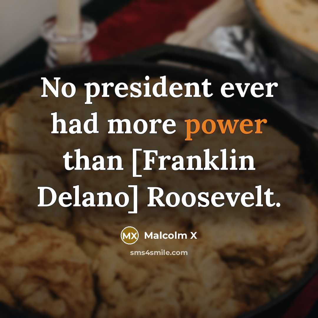 “No president ever had more power than [Franklin Delano] Roosevelt.” quote by Malcolm X