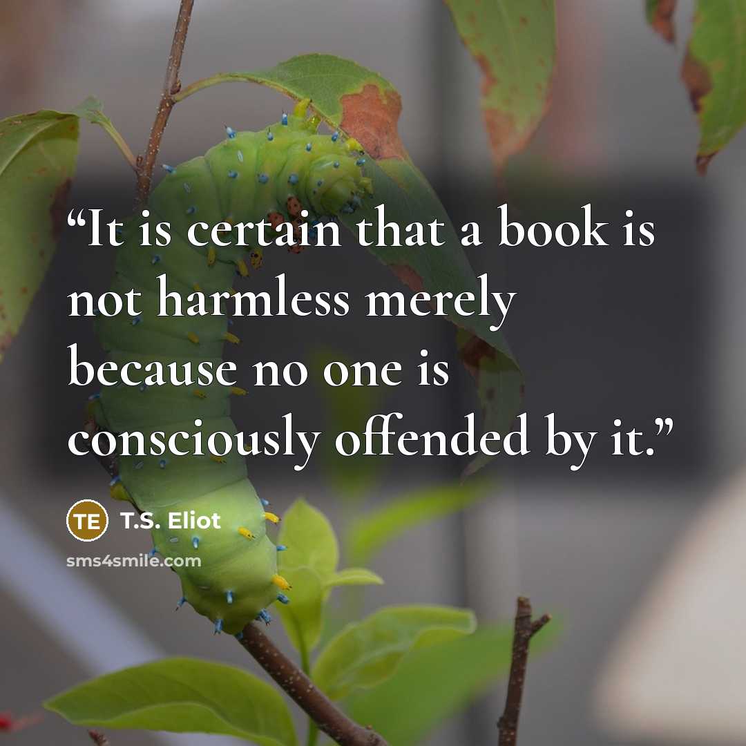“It is certain that a book is not harmless merely because no one is consciously offended by it.” quote by T.S. Eliot